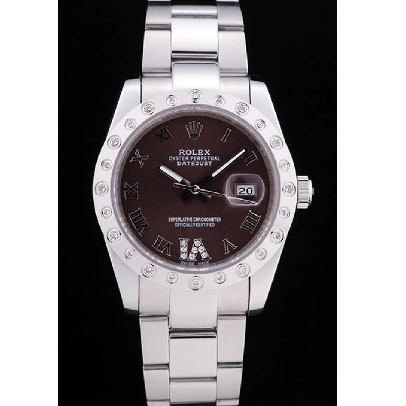 Best AAA Replica Sites Rolex Brown Diamond 7466 Bezel Datejust Dial 1014